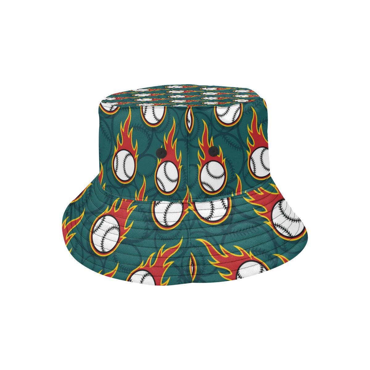 Baseball Fire Print Pattern Unisex Bucket Hat