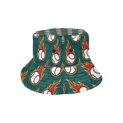 Baseball Fire Print Pattern Unisex Bucket Hat