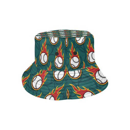 Baseball Fire Print Pattern Unisex Bucket Hat