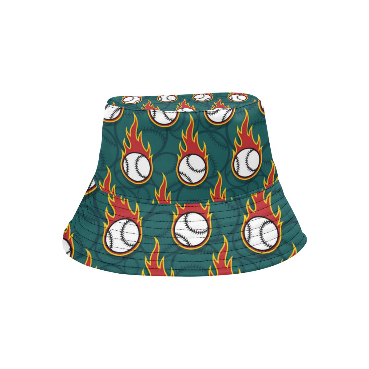 Baseball Fire Print Pattern Unisex Bucket Hat