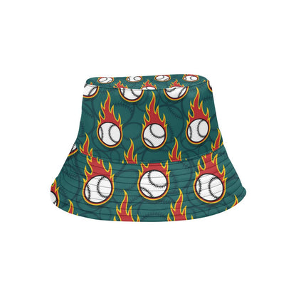 Baseball Fire Print Pattern Unisex Bucket Hat