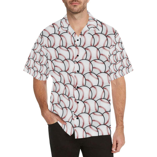 Baseball Pattern Men Aloha Hawaiian Shirt