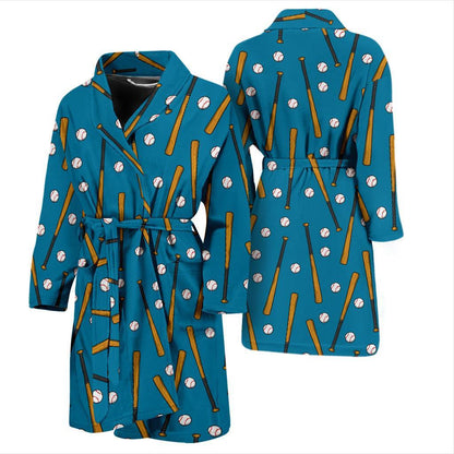 Baseball Pattern Print Design 01 Men Bathrobe-JORJUNE.COM