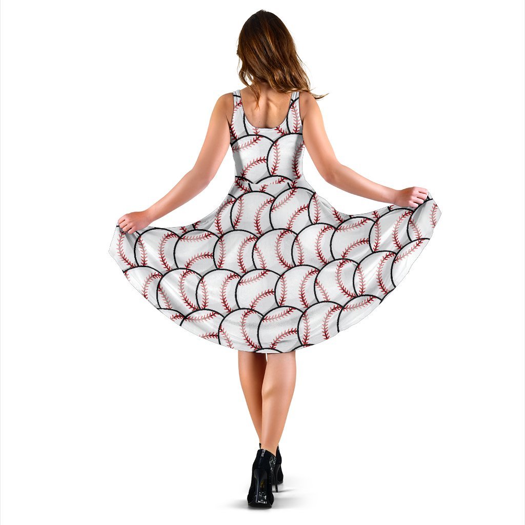 Baseball Pattern Sleeveless Dress
