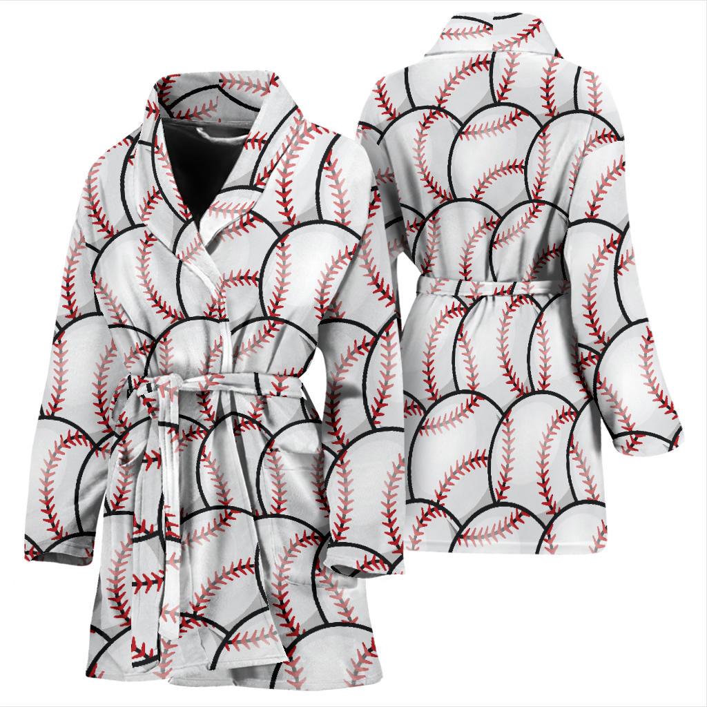 Baseball Pattern Women Bath Robe-JTAMIGO.COM