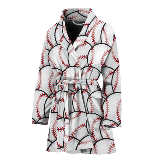 Baseball Pattern Women Bath Robe-JTAMIGO.COM
