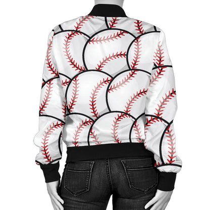 Baseball Pattern Women Casual Bomber Jacket