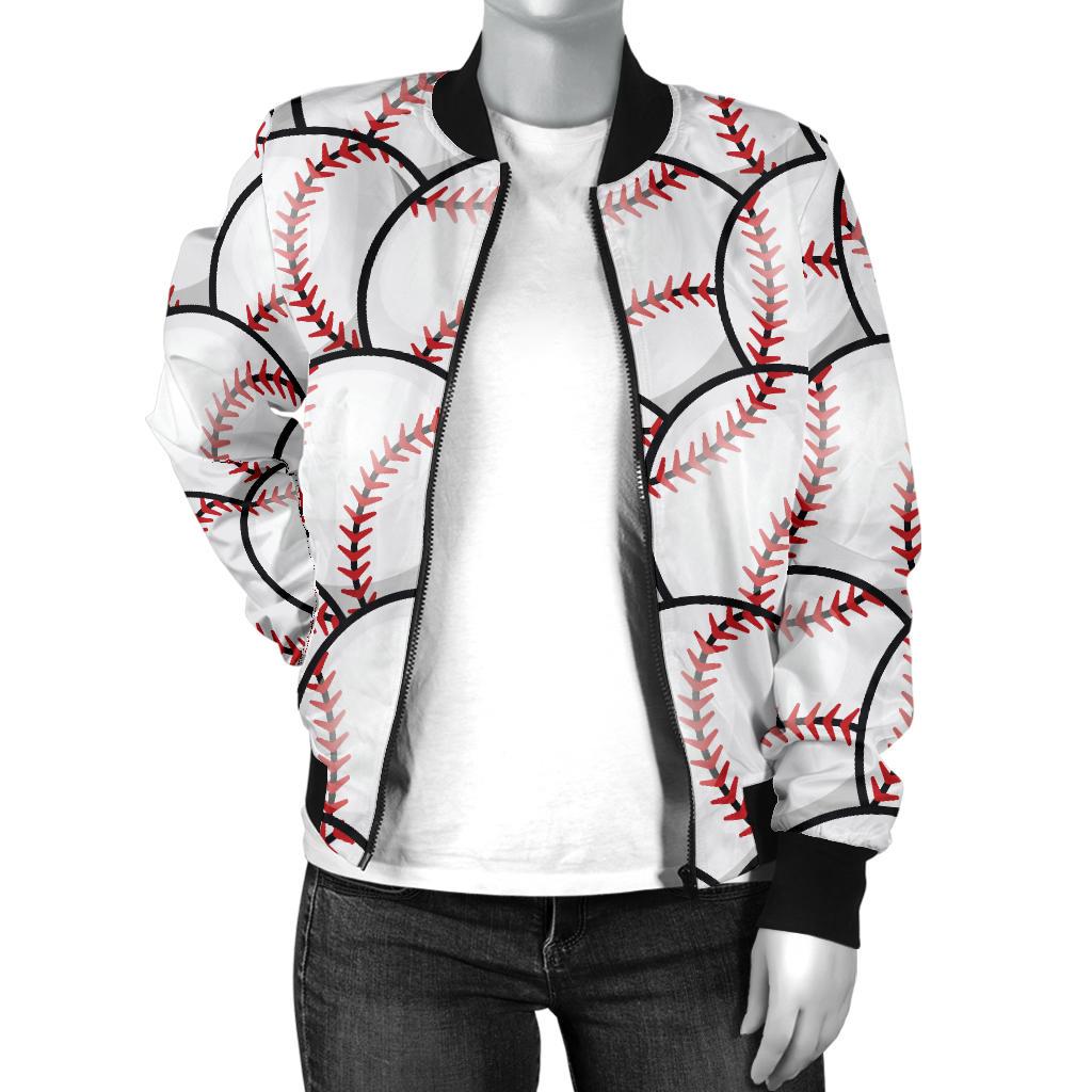 Baseball Pattern Women Casual Bomber Jacket