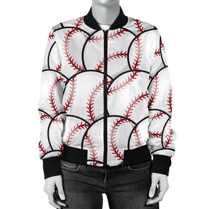Baseball Pattern Women Casual Bomber Jacket