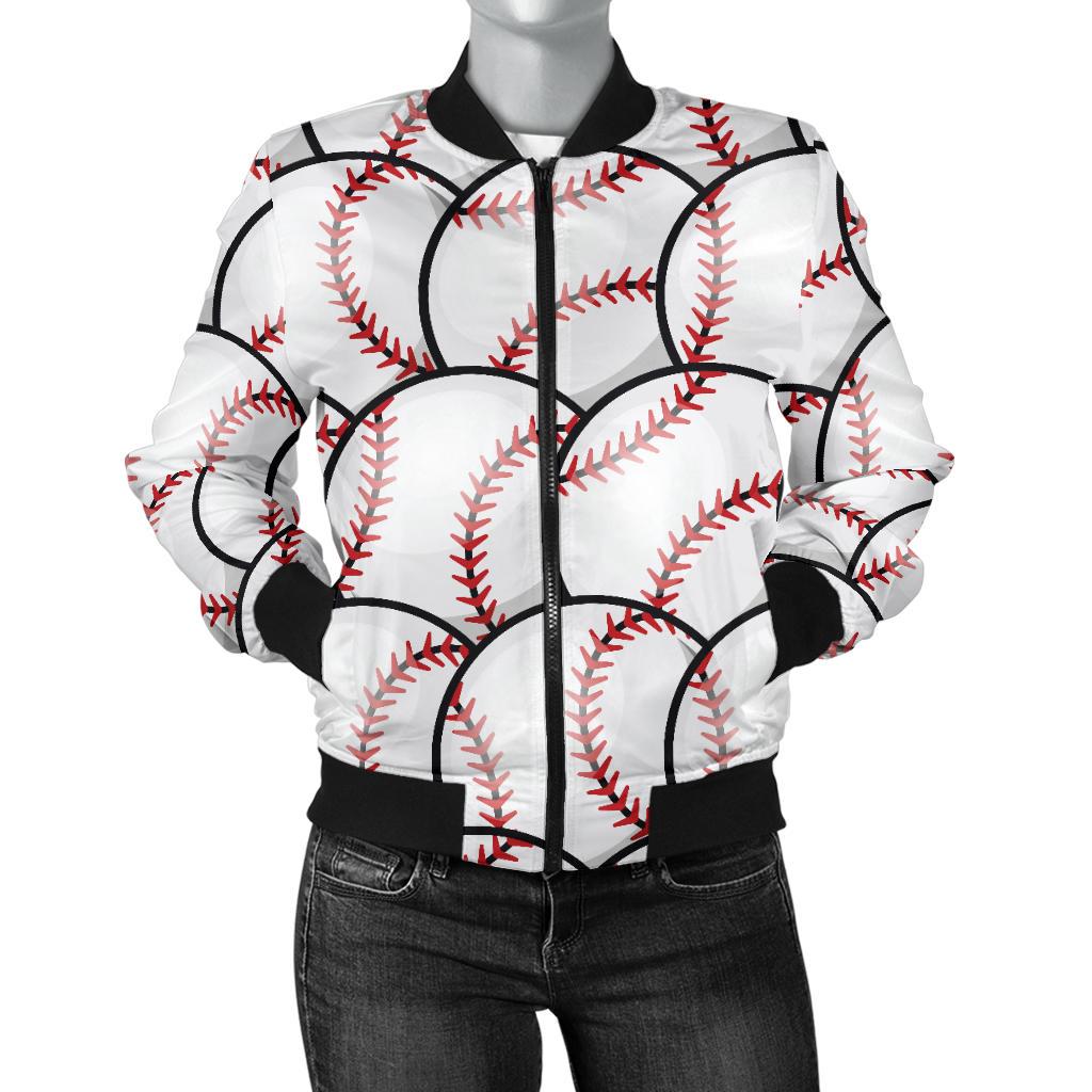 Baseball Pattern Women Casual Bomber Jacket