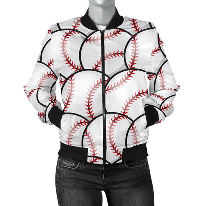 Baseball Pattern Women Casual Bomber Jacket
