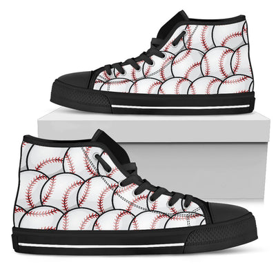 Baseball Pattern Women High Top Shoes