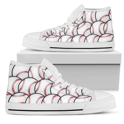 Baseball Pattern Women High Top Shoes