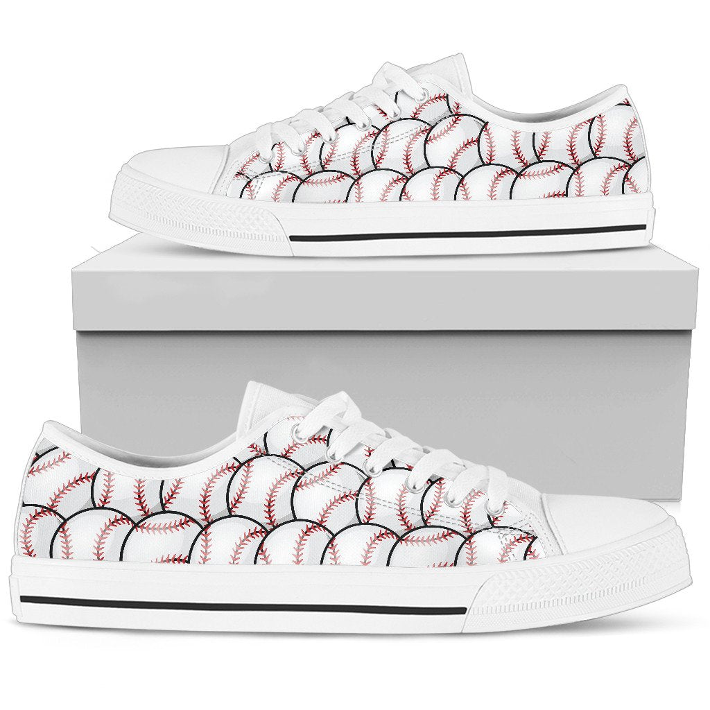 Baseball Pattern Women Low Top Shoes