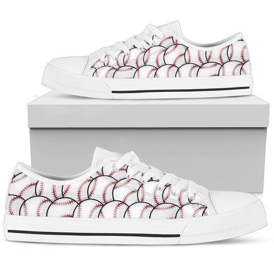 Baseball Pattern Women Low Top Shoes