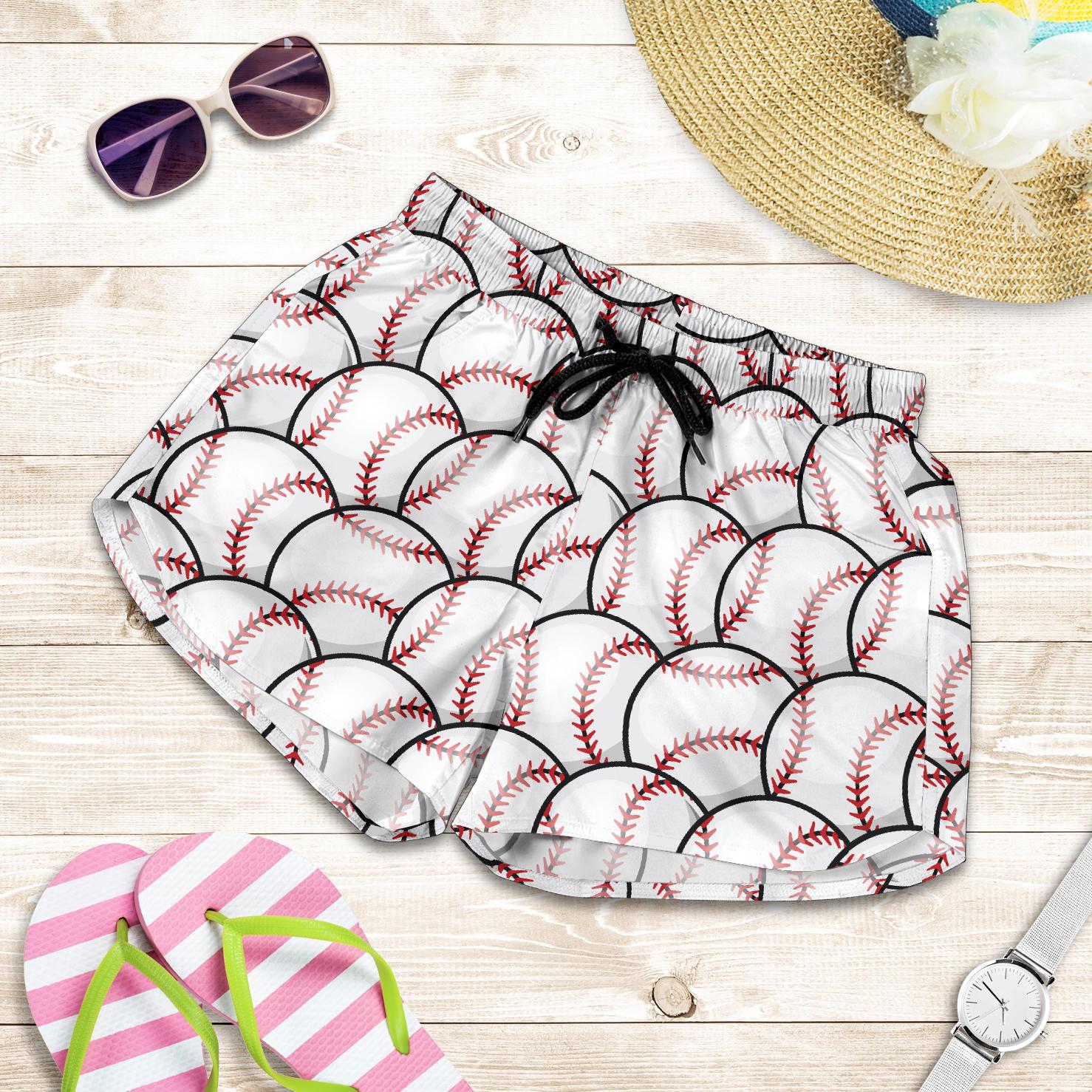 Baseball Pattern Women Shorts-JTAMIGO.COM