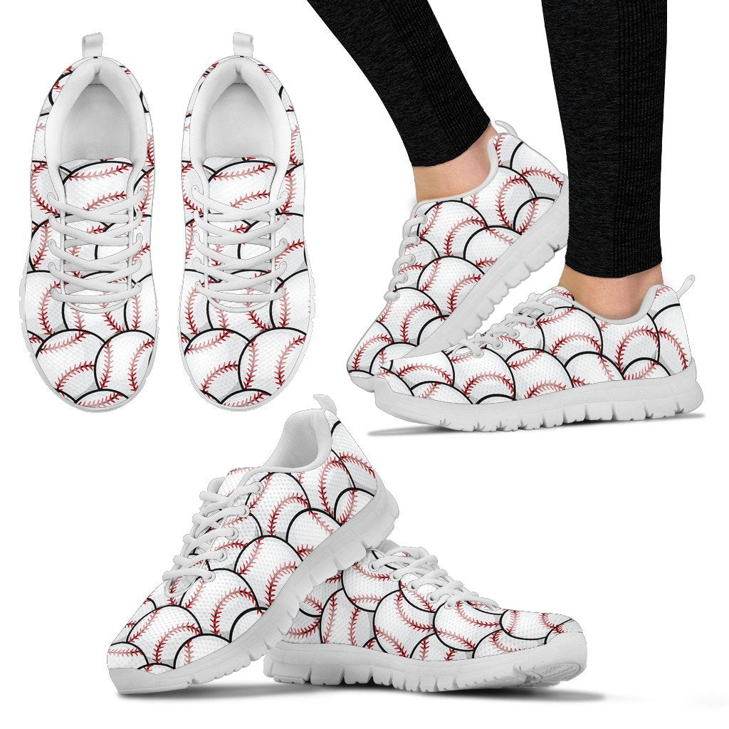 Baseball Pattern Women Sneakers Shoes
