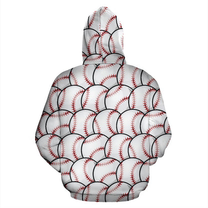 Baseball Pattern Zip Up Hoodie