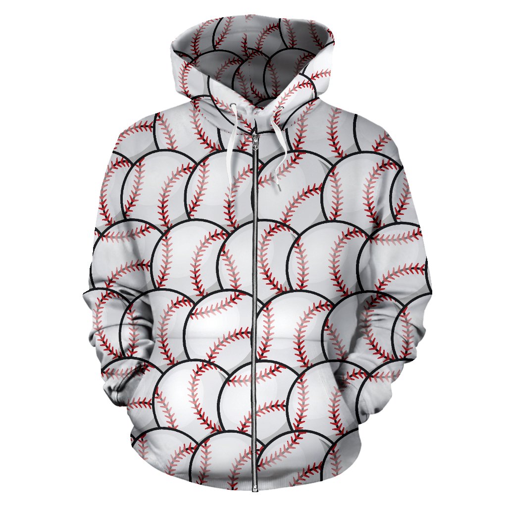 Baseball Pattern Zip Up Hoodie