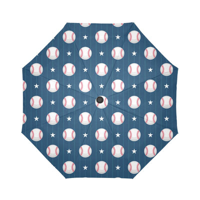 Baseball Star Print Pattern Automatic Foldable Umbrella