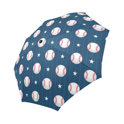 Baseball Star Print Pattern Automatic Foldable Umbrella