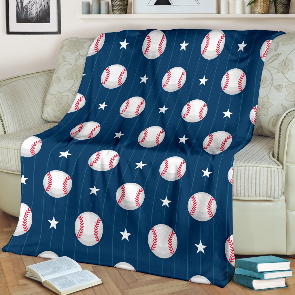 Baseball Star Print Pattern Fleece Blanket