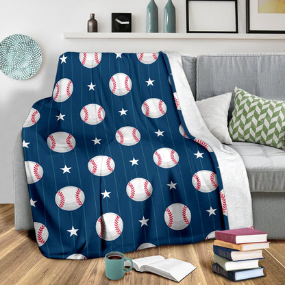 Baseball Star Print Pattern Fleece Blanket