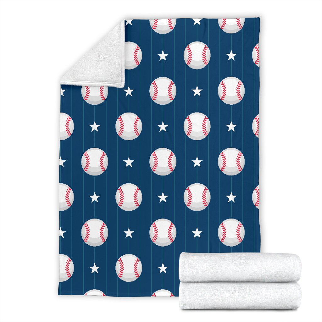 Baseball Star Print Pattern Fleece Blanket