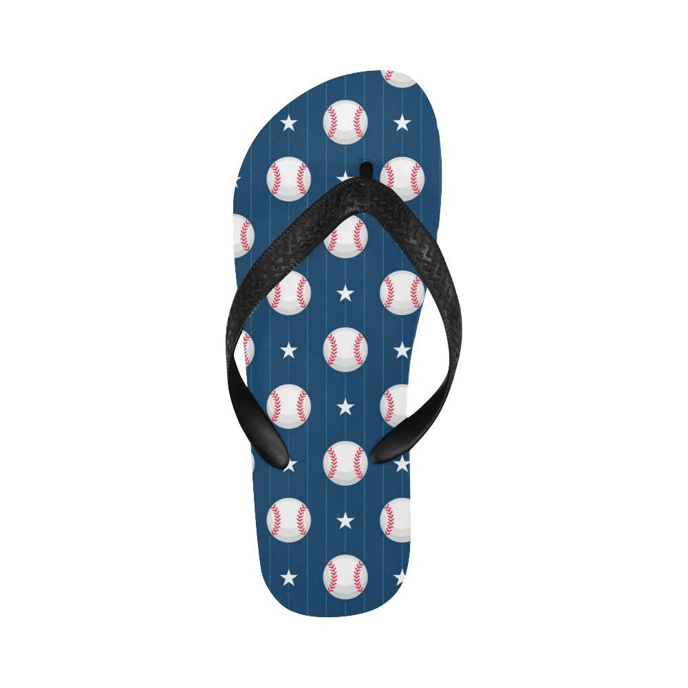 Baseball Star Print Pattern Flip Flops-JTAMIGO.COM