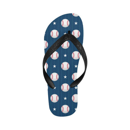 Baseball Star Print Pattern Flip Flops-JTAMIGO.COM