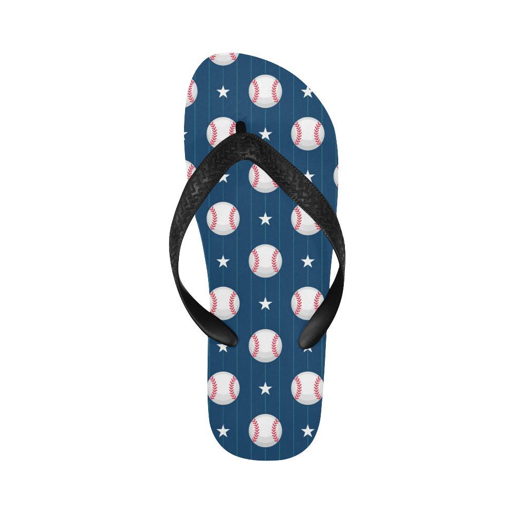 Baseball Star Print Pattern Flip Flops-JTAMIGO.COM