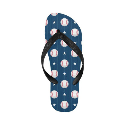 Baseball Star Print Pattern Flip Flops-JTAMIGO.COM