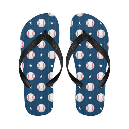 Baseball Star Print Pattern Flip Flops-JTAMIGO.COM