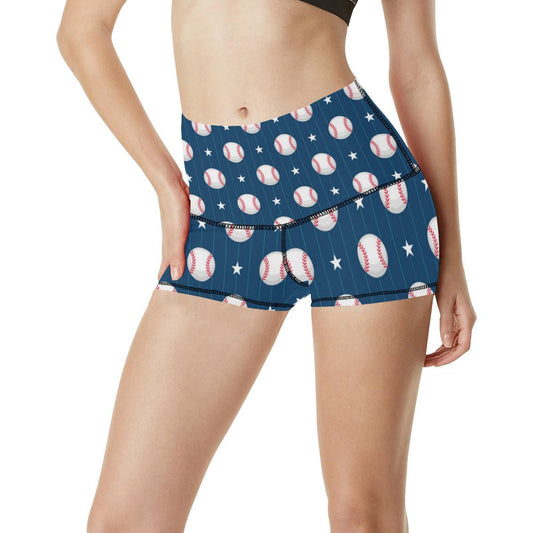 Baseball Star Print Pattern High Waisted Spandex Shorts-JTAMIGO.COM
