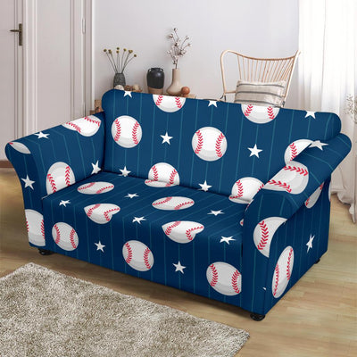 Baseball Star Print Pattern Loveseat Slipcover-JTAMIGO.COM