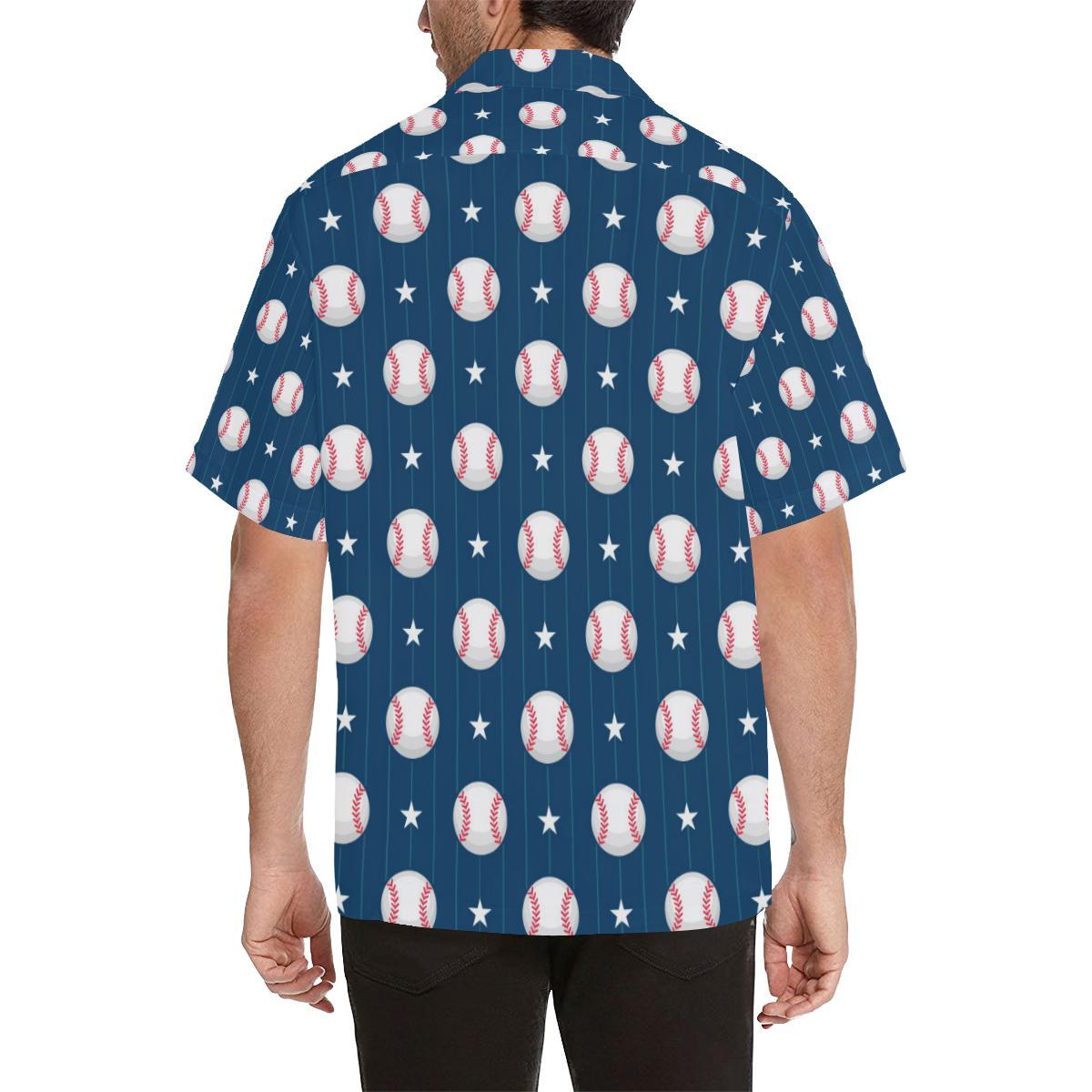 Baseball Star Print Pattern Men Aloha Hawaiian Shirt