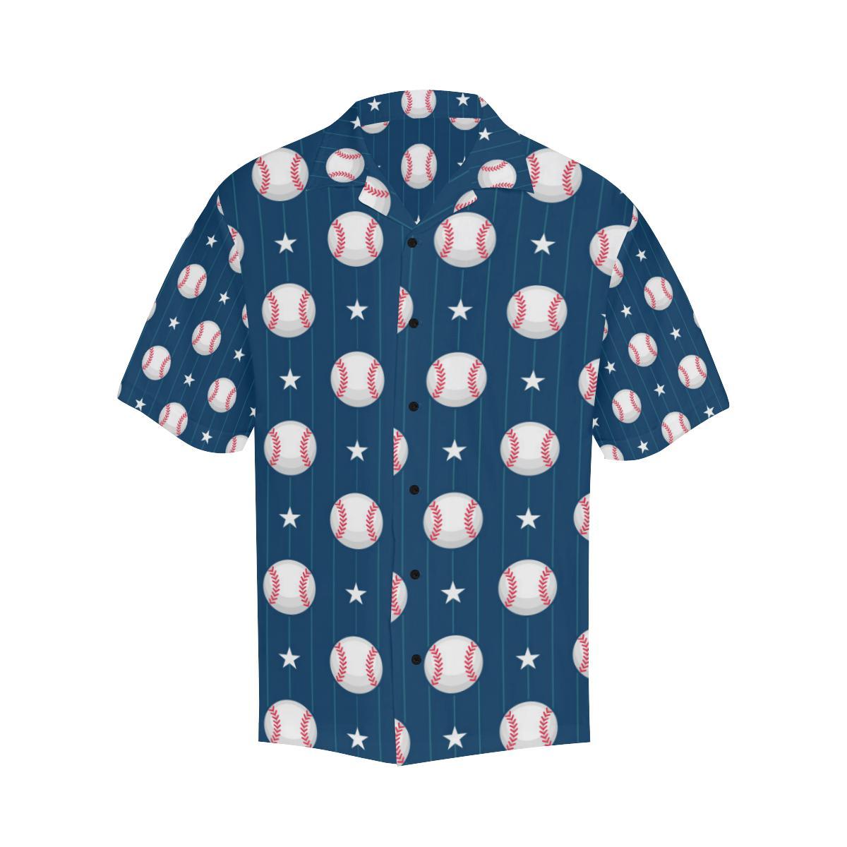 Baseball Star Print Pattern Men Aloha Hawaiian Shirt