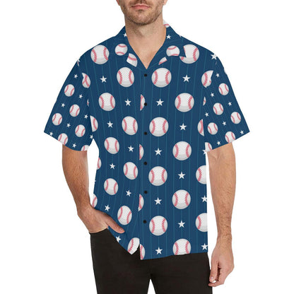 Baseball Star Print Pattern Men Aloha Hawaiian Shirt