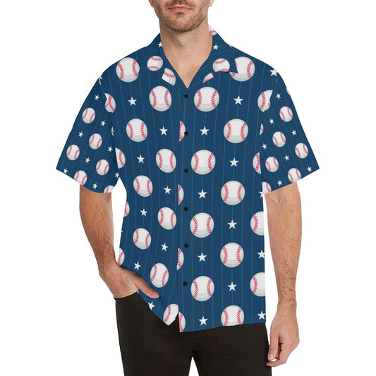 Baseball Star Print Pattern Men Aloha Hawaiian Shirt