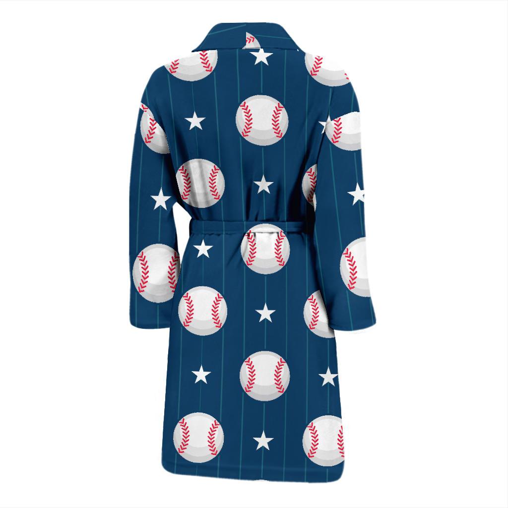 Baseball Star Print Pattern Men Bath Robe-JTAMIGO.COM