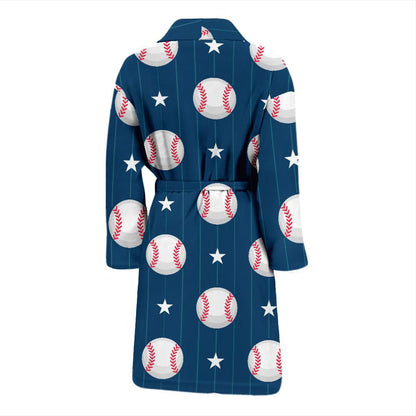 Baseball Star Print Pattern Men Bath Robe-JTAMIGO.COM