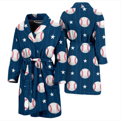 Baseball Star Print Pattern Men Bath Robe-JTAMIGO.COM