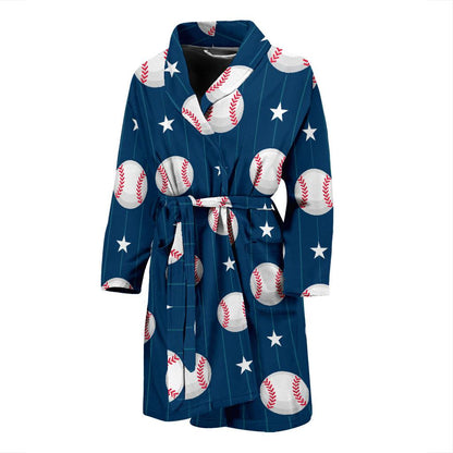Baseball Star Print Pattern Men Bath Robe-JTAMIGO.COM