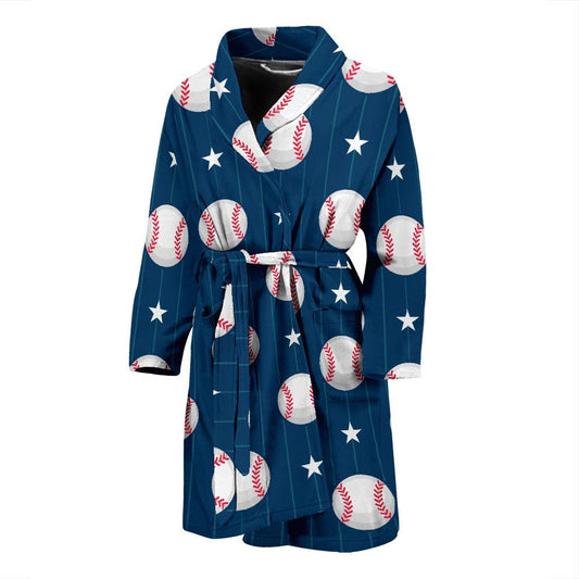 Baseball Star Print Pattern Men Bath Robe-JTAMIGO.COM