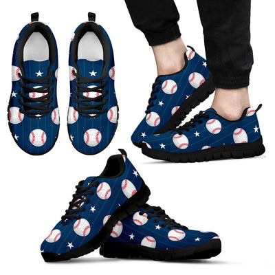 Baseball Star Print Pattern Men Sneakers Shoes