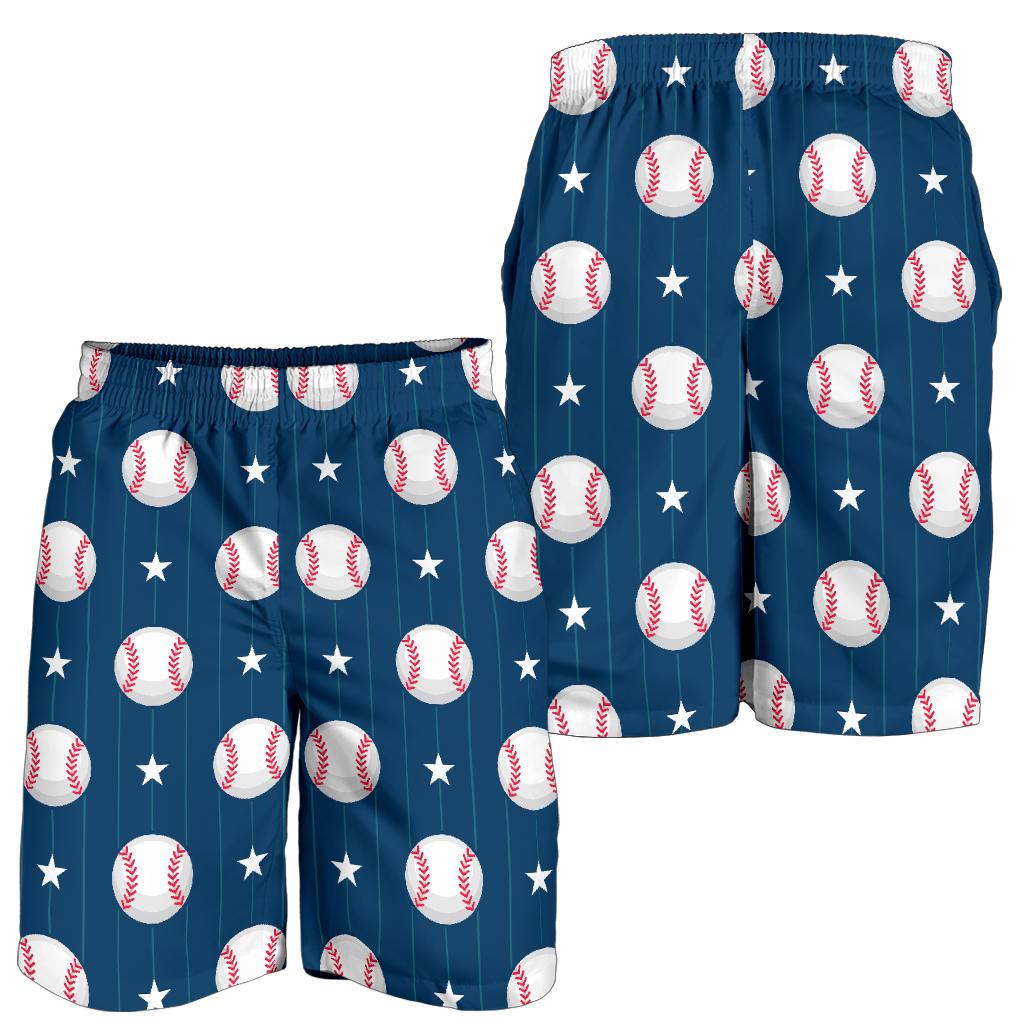 Baseball Star Print Pattern Mens Shorts-JTAMIGO.COM