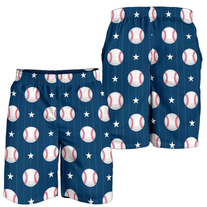 Baseball Star Print Pattern Mens Shorts-JTAMIGO.COM