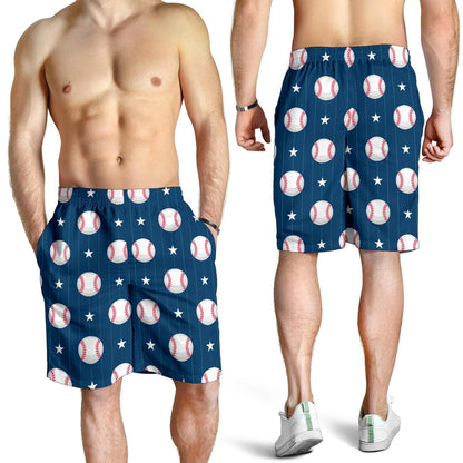 Baseball Star Print Pattern Mens Shorts-JTAMIGO.COM