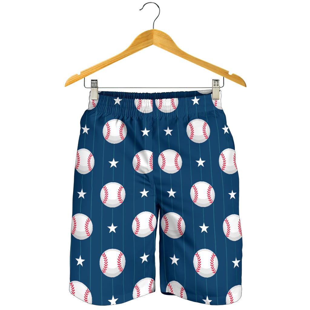 Baseball Star Print Pattern Mens Shorts-JTAMIGO.COM