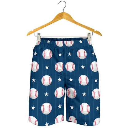 Baseball Star Print Pattern Mens Shorts-JTAMIGO.COM